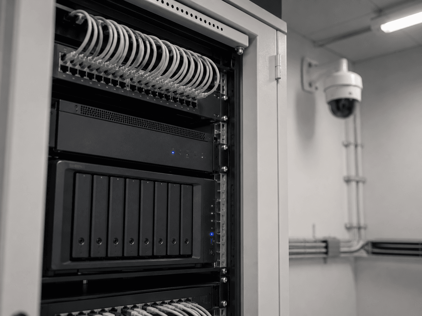 Synology Surveillance Station mit professioneller Überwachungskamera und zentralem Speicher
